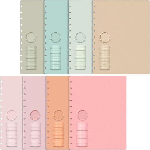 Fuutreo 8 Set Discbound Notebook Cover and Disc Set 8.5 X11.75 Inch Poly Cover with Disc Suitable for Letter Size Fill Page for Work Meeting School (Vintage Color) in Saudi Arabia