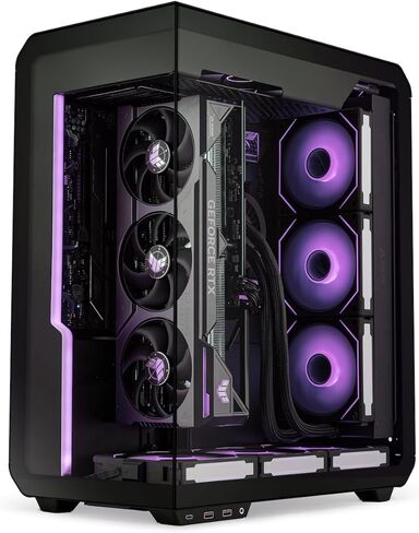 SSUPD Xhuttle White ATX Mid Tower Gaming Case, with a Dual - Chamber Design, Panoramic Tempered Glass,Vertical GPU Airflow, Includes 3 x 120mm ARGB Reverse Fan, RGB Strip (White) in Saudi Arabia
