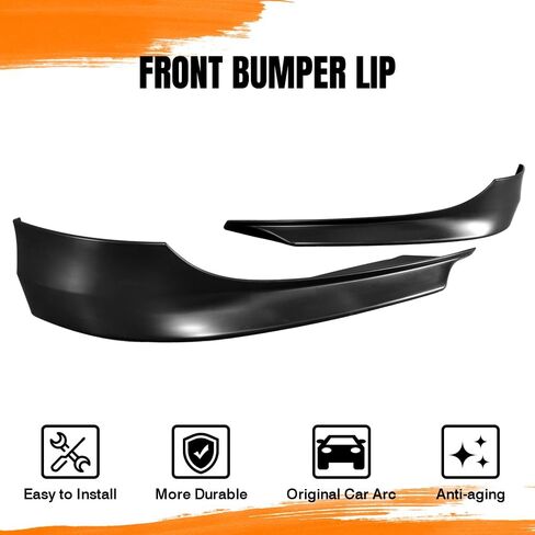 Front Bumper Lip Spoiler, Compatible with 2009-2012 BMW E90 3-Series Sedan (LCI/Facelift Models), PP Unpainted Black Factory Style Add-on Front Splitter Air Dam Chin Protector, 2 Pieces in Kuwait