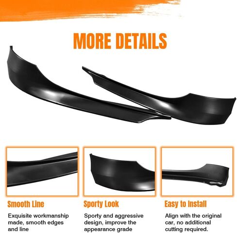 Front Bumper Lip Spoiler, Compatible with 2009-2012 BMW E90 3-Series Sedan (LCI/Facelift Models), PP Unpainted Black Factory Style Add-on Front Splitter Air Dam Chin Protector, 2 Pieces in Kuwait