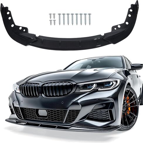 ZXMOTO Front Bumper Lip Spoiler Splitter Body Kit ABS Fit for BMW G20 G28 M Sport 3 Series Sedan 330i 330e M340i 2019 2020 2021 2022 Carbon Fiber Look in Kuwait