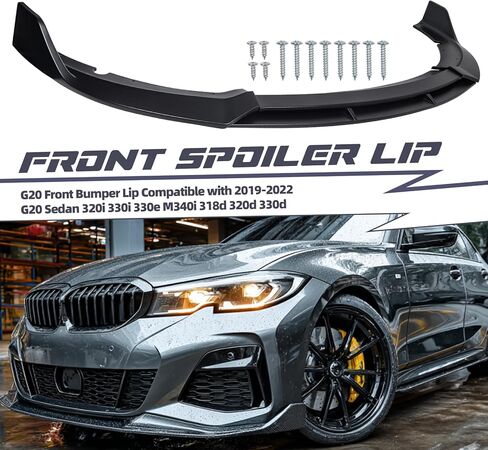 ZXMOTO Front Bumper Lip Spoiler Splitter Body Kit ABS Fit for BMW G20 G28 M Sport 3 Series Sedan 330i 330e M340i 2019 2020 2021 2022 Carbon Fiber Look in Kuwait