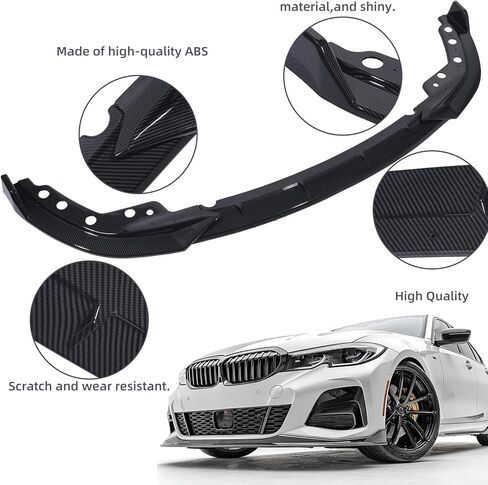 ZXMOTO Front Bumper Lip Spoiler Splitter Body Kit ABS Fit for BMW G20 G28 M Sport 3 Series Sedan 330i 330e M340i 2019 2020 2021 2022 Carbon Fiber Look in Kuwait