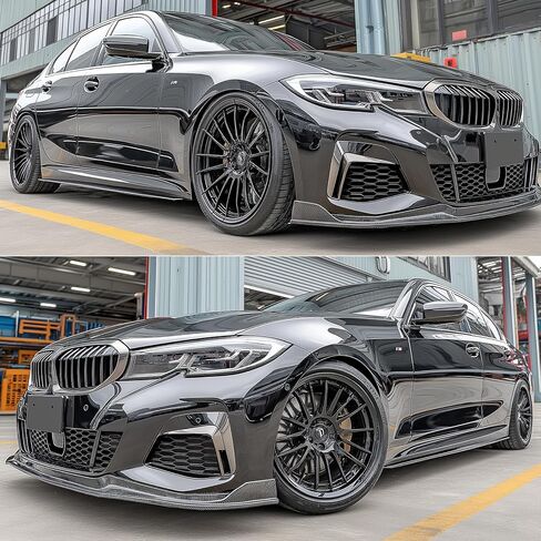 ZXMOTO Front Bumper Lip Spoiler Splitter Body Kit ABS Fit for BMW G20 G28 M Sport 3 Series Sedan 330i 330e M340i 2019 2020 2021 2022 Carbon Fiber Look in Kuwait