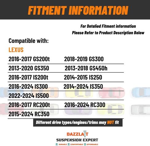 LX-01 Aluminum Adjustable Rear Camber Arms, Set of 2, Compatible with Lexus 2013-20 GS Series | 2014-24 IS Series | 2015-24 RC Series in Kuwait