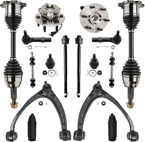 Detroit Axle - Front 16pc Suspension Kit for 4WD Cadillac Escalade Chevy Tahoe Silverado GMC Yukon XL Sierra 1500, Control Arms Wheel Bearing Hubs Sway Bars Ball Joints Tie Rods Boots Replacement in Saudi Arabia