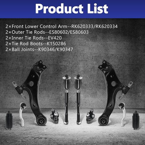 Control Arm, Lower Ball Joint Tie Rod Ends Suspension Kit Compatible With 2004-2006 Toyota Camry Lexus ES330 2004-2008 Solara in Saudi Arabia