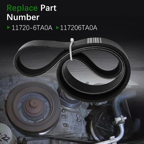 11720-6TA0A Alternator Fan Serpentine Drive Belt Fit for Nissan Quest Pathfinder Murano Maxima Frontier for Infiniti JX35 QX60 2012-2023 Replace 117206TA0A in Kuwait