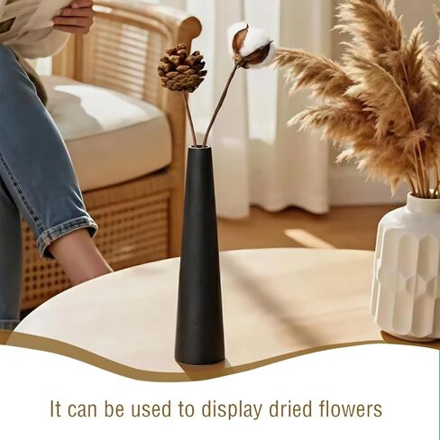 8.5 Inches Black Small Bud Vase Mini Ceramic Flower Vase Single Stem Vase Tall Conic Flower Minimalist Design Ornament for Home Office Table Decoration in Saudi Arabia