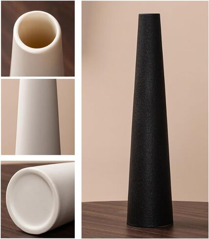 8.5 Inches Black Small Bud Vase Mini Ceramic Flower Vase Single Stem Vase Tall Conic Flower Minimalist Design Ornament for Home Office Table Decoration in Saudi Arabia