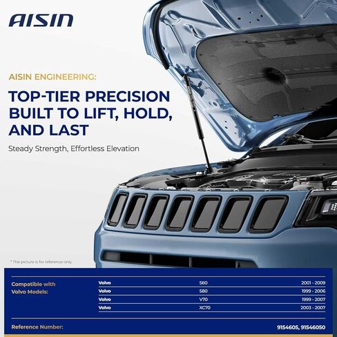 AISIN GASVL-01991 رفع الغطاء الأمامي يدعم دعامات الصدمات - متوافق مع فولفو S60 2001-2009، XC70 2003-2007، S80 1999-2006، V70 1999-2007 - مجموعة من 2 in Saudi Arabia