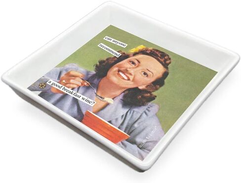Boston International Anne Taintor Vintage Style Ceramic Napkin Holder Caddy Tray, 6.25 x 6.25-Inches, Real Clothes in Saudi Arabia