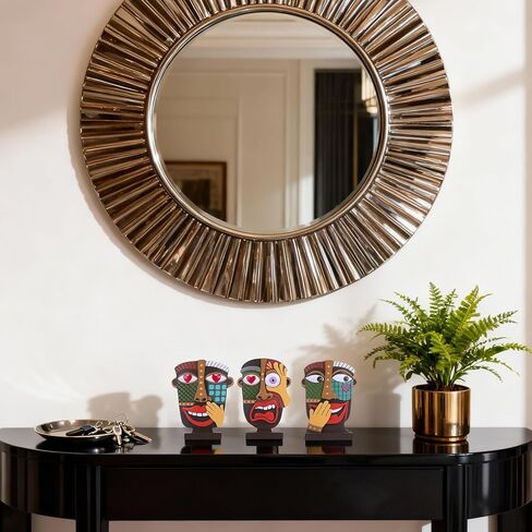 مجموعة منحوتات صغيرة ملونة للوجه التجريدي مكونة من 3 قطع، ديكور فني حديث من الراتنج مرسومة يدويًا للرف والمكتب وغرفة المعيشة والمكتب وهدية غير تقليدية فريدة من نوعها للأصدقاء ولمسات المنزل in Kuwait