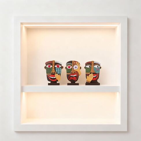 مجموعة منحوتات صغيرة ملونة للوجه التجريدي مكونة من 3 قطع، ديكور فني حديث من الراتنج مرسومة يدويًا للرف والمكتب وغرفة المعيشة والمكتب وهدية غير تقليدية فريدة من نوعها للأصدقاء ولمسات المنزل in Kuwait