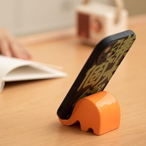 Blue Ceramic Elephant Statue and Mobile Phone Holder - Decorative Elephant Gift for Women, Home Decor in Saudi Arabia