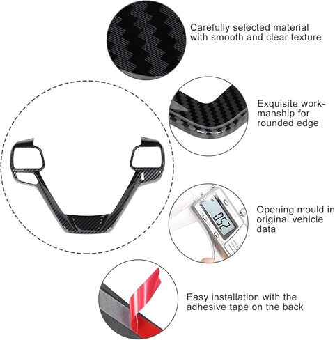 Aramox Steering Wheel Bezel Trim, Carbon Fiber, Fit for 2015-2020 in Saudi Arabia