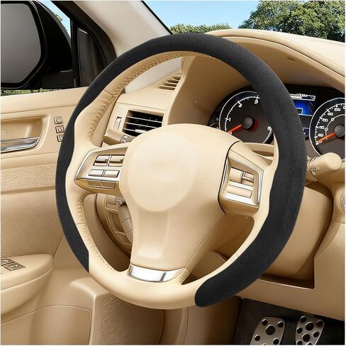 Car Steering Wheel Cover, Comfortable Non-Slip Vehicle Steering Wheel Guard, Scratch-Resistant Automotive Interior Decoration Accessories, Universal for Automobile RV Truck (Black) in Saudi Arabia