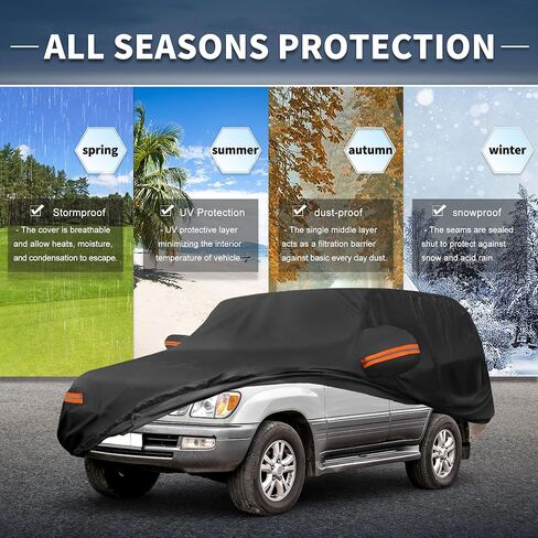 X AUTOHAUX Car Cover Outdoor Waterproof Sun Rain Snow Hail Protection with Left Side Door Zipper 210D-PU for Lexus LX in Saudi Arabia