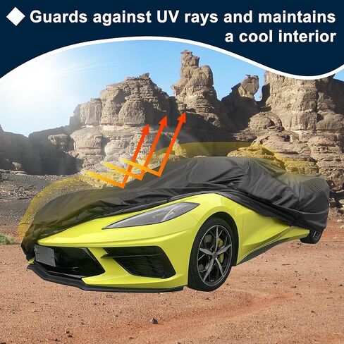 غطاء سيارة مقاوم للماء مناسب لسيارة شيفروليه كورفيت C3 1968-1982 لجميع الأحوال الجوية للسيارات في الهواء الطلق والثلج والشمس والغبار وحماية من الأشعة فوق البنفسجية غطاء خارجي كامل مع سحاب الباب in Kuwait
