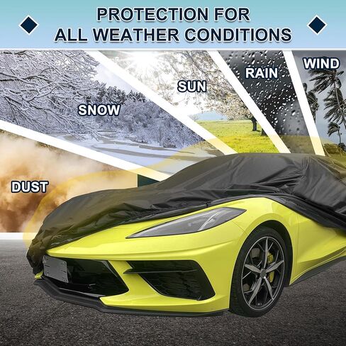 غطاء سيارة مقاوم للماء مناسب لسيارة شيفروليه كورفيت C3 1968-1982 لجميع الأحوال الجوية للسيارات في الهواء الطلق والثلج والشمس والغبار وحماية من الأشعة فوق البنفسجية غطاء خارجي كامل مع سحاب الباب in Kuwait