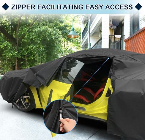 غطاء سيارة مقاوم للماء مناسب لسيارة شيفروليه كورفيت C3 1968-1982 لجميع الأحوال الجوية للسيارات في الهواء الطلق والثلج والشمس والغبار وحماية من الأشعة فوق البنفسجية غطاء خارجي كامل مع سحاب الباب in Kuwait