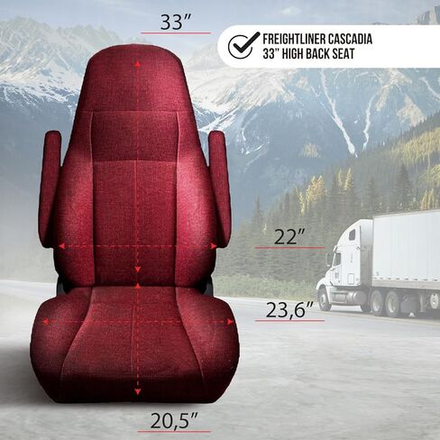 Seat Cover Compatible with Freightliner Cascadia OEM Stock Seat – 33" High Back Truck Seat Protector – Heavy-Duty Automotive Material, Reinforced Stitching, Comfortable Fit for Professional Drivers in Kuwait