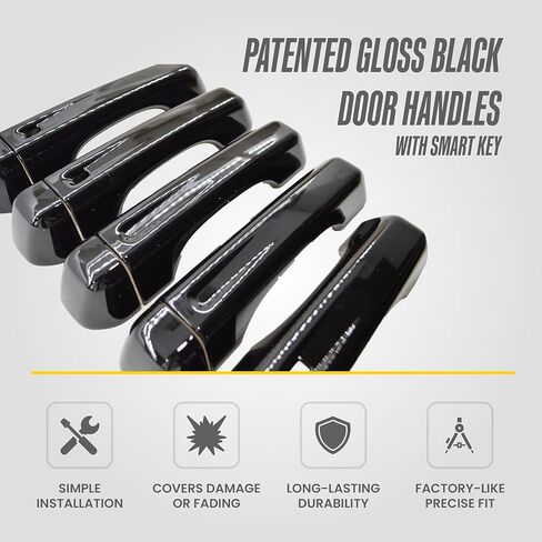 Trim Illusion Patented Tech DH6295BLK 10 Piece Kit Gloss Black Door Handle Cover Trim Accessory Compatible with 18-22 Jeep Wrangler JL, 20-22 Jeep Gladiator in Kuwait