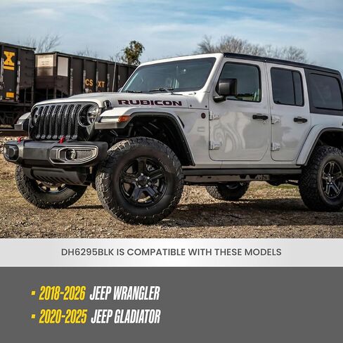 Trim Illusion Patented Tech DH6295BLK 10 Piece Kit Gloss Black Door Handle Cover Trim Accessory Compatible with 18-22 Jeep Wrangler JL, 20-22 Jeep Gladiator in Kuwait