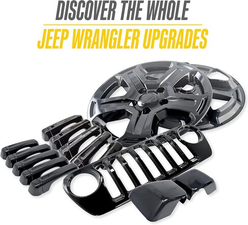 Trim Illusion Patented Tech DH6295BLK 10 Piece Kit Gloss Black Door Handle Cover Trim Accessory Compatible with 18-22 Jeep Wrangler JL, 20-22 Jeep Gladiator in Kuwait
