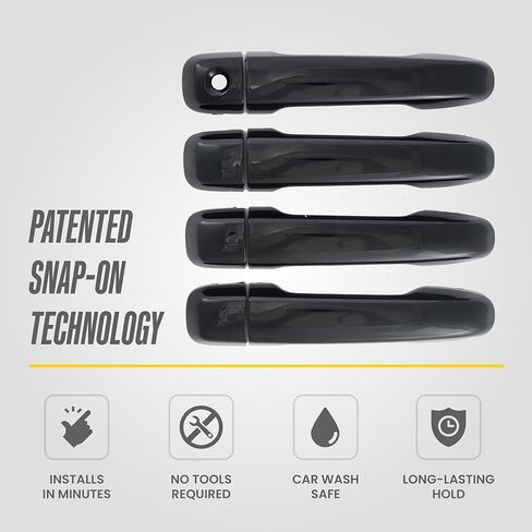 Trim Illusion Patented Tech DH6312BLK 8 Piece, Snap on with Tape Kit Gloss Black Door Handle Cover Trim Accessory Compatible with 2010-2021 Toyota 4Runner in Kuwait
