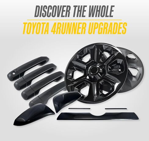 Trim Illusion Patented Tech DH6312BLK 8 Piece, Snap on with Tape Kit Gloss Black Door Handle Cover Trim Accessory Compatible with 2010-2021 Toyota 4Runner in Kuwait