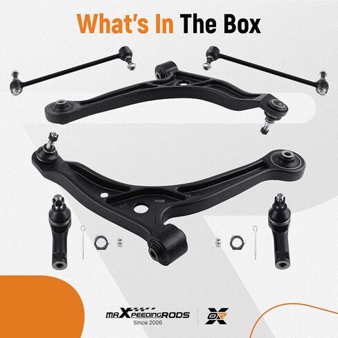 مجموعة تعليق maxpeedingrods 6 قطع لسيارة Honda Odyssey 1999-2004، ذراع تحكم أمامي سفلي مع وصلة كروية، وصلات طرفية لقضيب Sway، قضبان ربط خارجية، K620326 K620325 in Saudi Arabia
