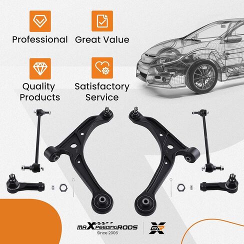 مجموعة تعليق maxpeedingrods 6 قطع لسيارة Honda Odyssey 1999-2004، ذراع تحكم أمامي سفلي مع وصلة كروية، وصلات طرفية لقضيب Sway، قضبان ربط خارجية، K620326 K620325 in Saudi Arabia