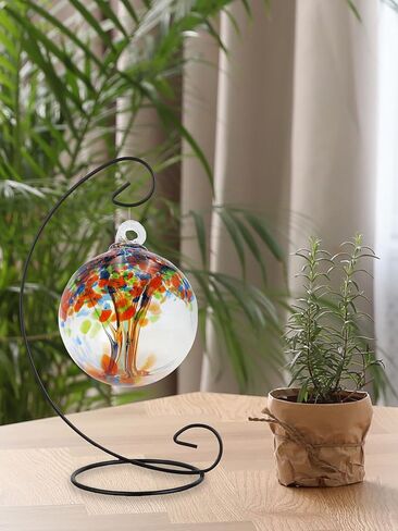 Dale Tiffany AC23189-D4 Rainbow Tree of Life Hand Blown Art Glass Ornament Witch Globe Gazing Ball, Royal, 4" Diameter with Hanging Stand in Kuwait