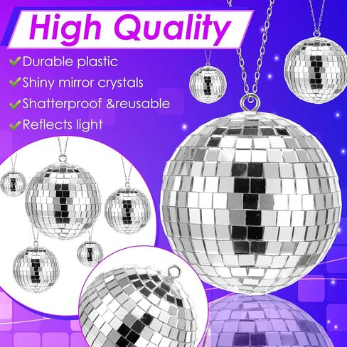 70 Pcs Mini Silver Disco Balls, 5 Sizes Hanging Mirror Ball Ornaments, 5 Sizes Disco Ball Decor for 70S Themed Party Decoration Wedding Halloween Christmas Supplies in Kuwait