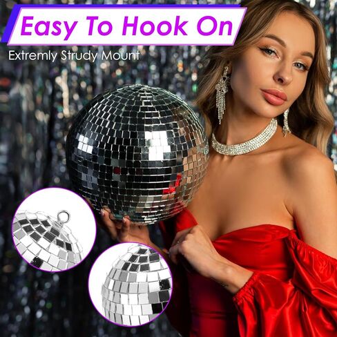 70 Pcs Mini Silver Disco Balls, 5 Sizes Hanging Mirror Ball Ornaments, 5 Sizes Disco Ball Decor for 70S Themed Party Decoration Wedding Halloween Christmas Supplies in Kuwait