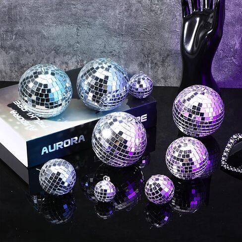 70 Pcs Mini Silver Disco Balls, 5 Sizes Hanging Mirror Ball Ornaments, 5 Sizes Disco Ball Decor for 70S Themed Party Decoration Wedding Halloween Christmas Supplies in Kuwait