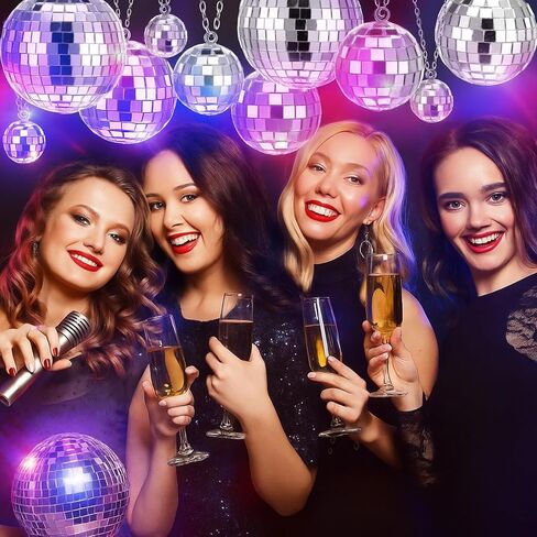 70 Pcs Mini Silver Disco Balls, 5 Sizes Hanging Mirror Ball Ornaments, 5 Sizes Disco Ball Decor for 70S Themed Party Decoration Wedding Halloween Christmas Supplies in Kuwait