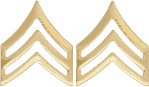 CUSTOM U.S. Army Metal Pin On Enlisted Rank NON-SUBDUED (SHINY) - 1 PAIR (E5 SGT), E-5 Sergeant, Regulation in Saudi Arabia