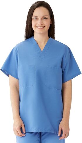 ComfortEase Unisex Reversible Scrub Top with 1 Pocket, Ceil Blue, Size 6XL-Long, Medline Color Coding,1,Each,910JTH6XLL-CM in Saudi Arabia