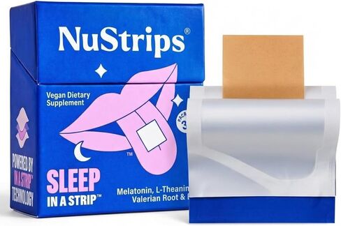 NuStrips Sleep in a Strip™ | Melatonin Oral Strips | Works Faster Than Gummies | 100% Natural, Vegan, Non-Habit Forming | 30 Individually Wrapped Strips in Kuwait