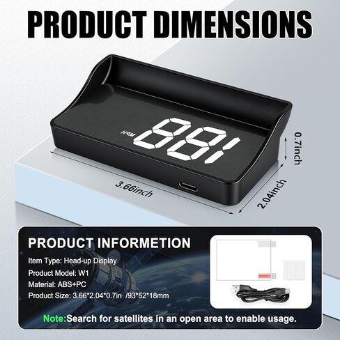 شاشة عرض سينجارو للسيارات، عداد السرعة الرقمي GPS HUD بمقبس USB مع خط كبير عالي الدقة، شاشات عرض سرعة الرأس Universal Mile HUD، ملحقات السيارة الداخلية للنساء والرجال (أبيض) in Kuwait