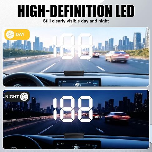 شاشة عرض سينجارو للسيارات، عداد السرعة الرقمي GPS HUD بمقبس USB مع خط كبير عالي الدقة، شاشات عرض سرعة الرأس Universal Mile HUD، ملحقات السيارة الداخلية للنساء والرجال (أبيض) in Kuwait