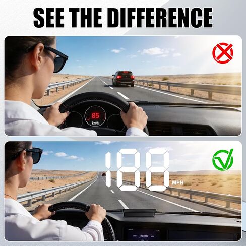 شاشة عرض سينجارو للسيارات، عداد السرعة الرقمي GPS HUD بمقبس USB مع خط كبير عالي الدقة، شاشات عرض سرعة الرأس Universal Mile HUD، ملحقات السيارة الداخلية للنساء والرجال (أبيض) in Kuwait