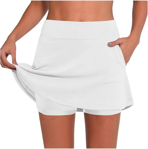 Womens Built in Shorts Tennis Skirts with Pockets High Waisted Athletic Golf Skorts Casual Stretchy Running Mini Skirt in Saudi Arabia