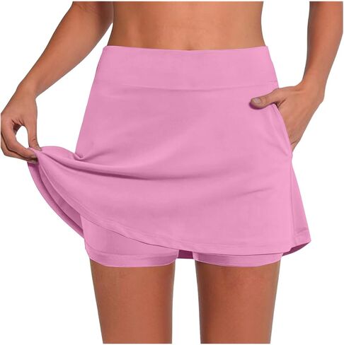 Womens Built in Shorts Tennis Skirts with Pockets High Waisted Athletic Golf Skorts Casual Stretchy Running Mini Skirt in Saudi Arabia