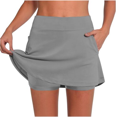 Womens Built in Shorts Tennis Skirts with Pockets High Waisted Athletic Golf Skorts Casual Stretchy Running Mini Skirt in Saudi Arabia