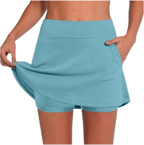 Womens Built in Shorts Tennis Skirts with Pockets High Waisted Athletic Golf Skorts Casual Stretchy Running Mini Skirt in Saudi Arabia