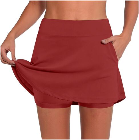 Womens Built in Shorts Tennis Skirts with Pockets High Waisted Athletic Golf Skorts Casual Stretchy Running Mini Skirt in Saudi Arabia