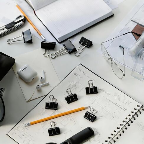 300 Pcs Binder Clips Assorted Sizes, 6 Sizes Jumbo, Large, Medium, Small, Mini and Micro, Metal Paper Clamps, Bulk Black Metal Binding Med Clips Office Supplies for Teachers Business in Kuwait